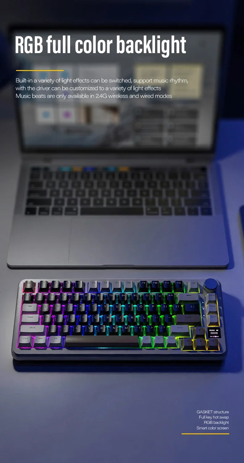 ATTACK SHARK X85/X85Pro Wireless Mechanical Keyboard 75% 82 Keys Tri-Mode Bluetooth Wired RGB Hot Swap Gasket Knob Large battery