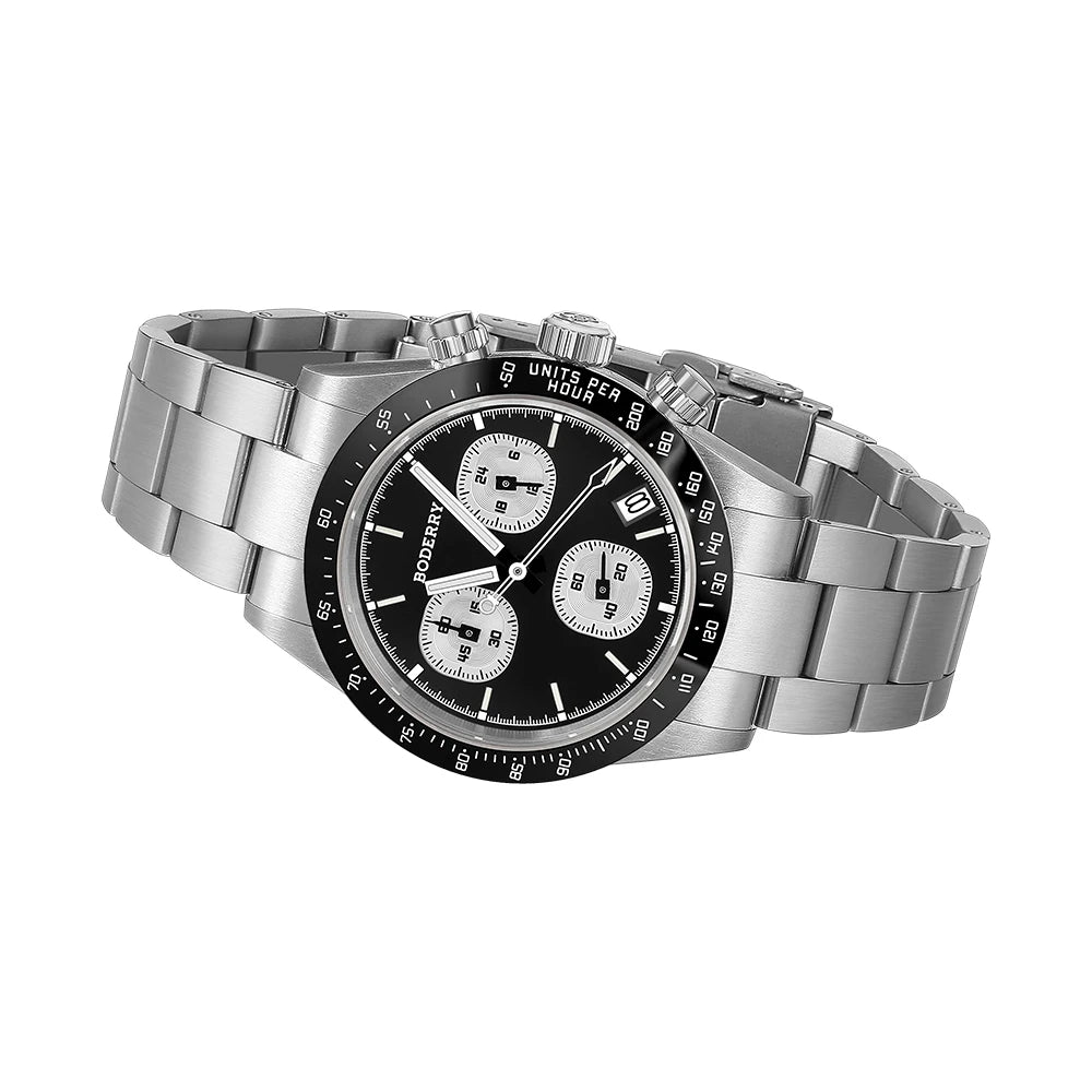 Boderry GOLDACE Titanium Chronograph Watch Mecha-Quartz Movement Luminous Business Wristwatch 100M Waterproof Clock