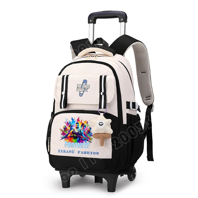 Fortnite Student Rolling Backpack Large Capacity Waterproof Lightweight Design Minimalist Laptop School Bag Casual Travel Bag