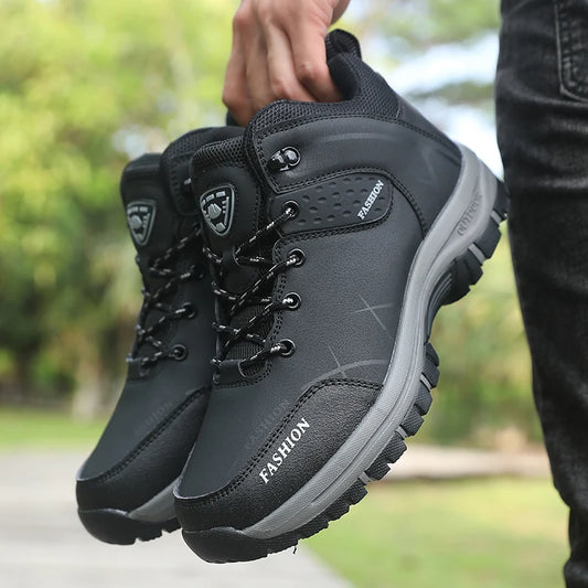 Retro Men Hiking Boots for Spring Autumn Comfort Breath Anti Slip Hiking Shoes Outdoor Camping Waterproof Work Shoes Sizes 39-46