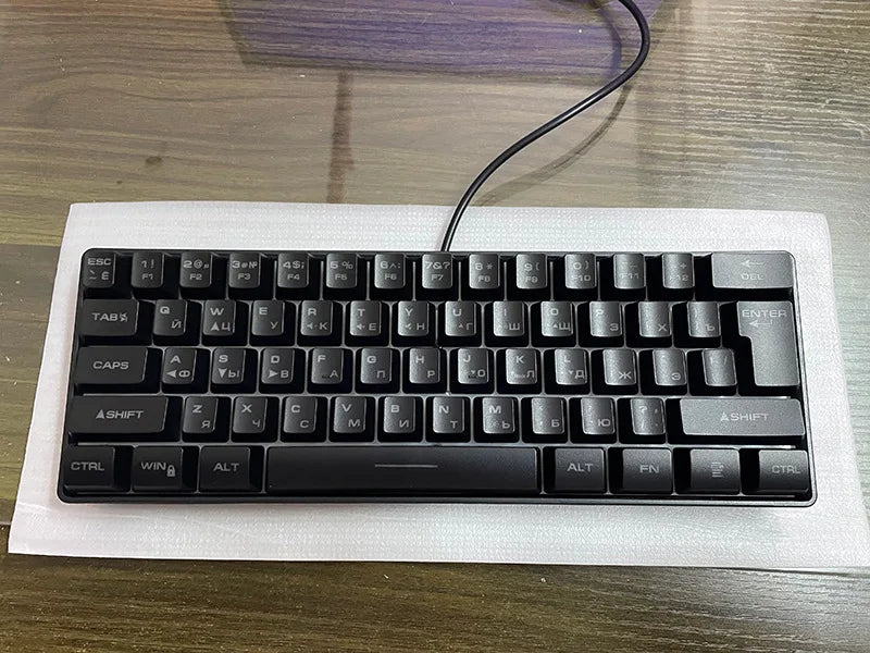 Russian Keyboard English RGB Lighting 61 Keys 60% Layout Gaming Keyboard ISO USB Wired Full Key No Impact K401 For Game Office