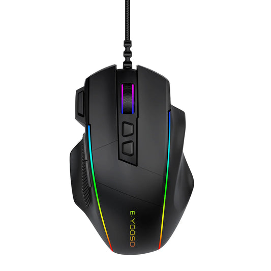 E-YOOSO X49 laidinė žaidimų pelė, reguliuojamas 12400 DPI jautrumas, RGB apšvietimas, 8 programuojami mygtukai, ergonomiška žaidimų pelė PC ir nešiojamajam kompiuteriui