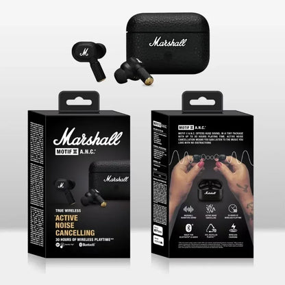 Marshall Motif II ANC True Wireless Earbuds with Active Noise Cancelling, Hi-Fi Deep Bass Bluetooth Earphones with Mic