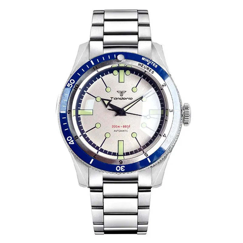 Pilot Watch 200M Water Resistant Mechanical Wristwatch NH35A PT5000 Miyota 8215 Domed Sapphire Glass 120 clicks Bezel Steel Band