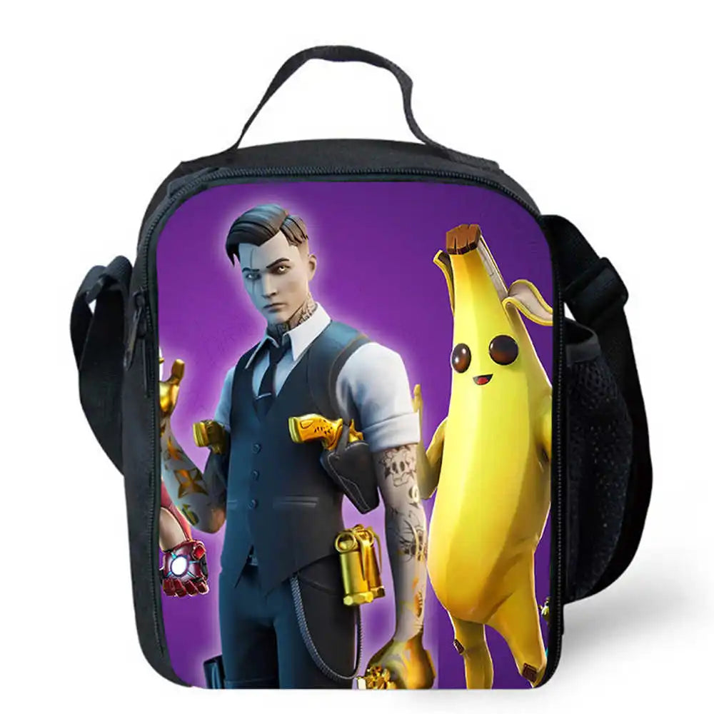Lunchbags für Kinder, Cartoon-Fort-nite-Schul- und Picknicktaschen für Mädchen und Jungen, isolierte Kühltaschen für Kinder, tragbar und leicht
