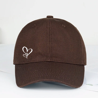 Casquette de baseball minimaliste à imprimé double cœur, pour femme et homme, souple et ajustable, style « dad hat », décontractée, sur le thème de l'amour, casquette de soleil