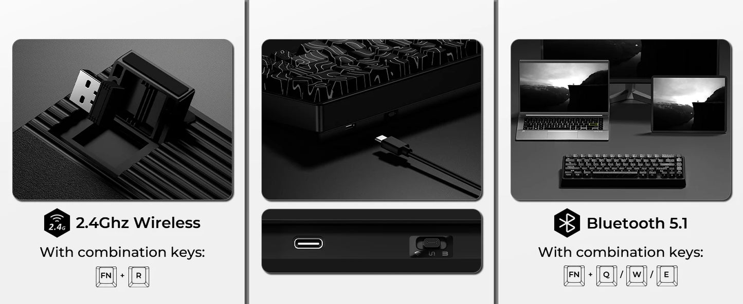 XVX Wireless Mechanical Keyboard M67 JadeStone With IMD-Tech Keycaps Tri-Mode Topographic White Gamer Keyboard Gasket Design