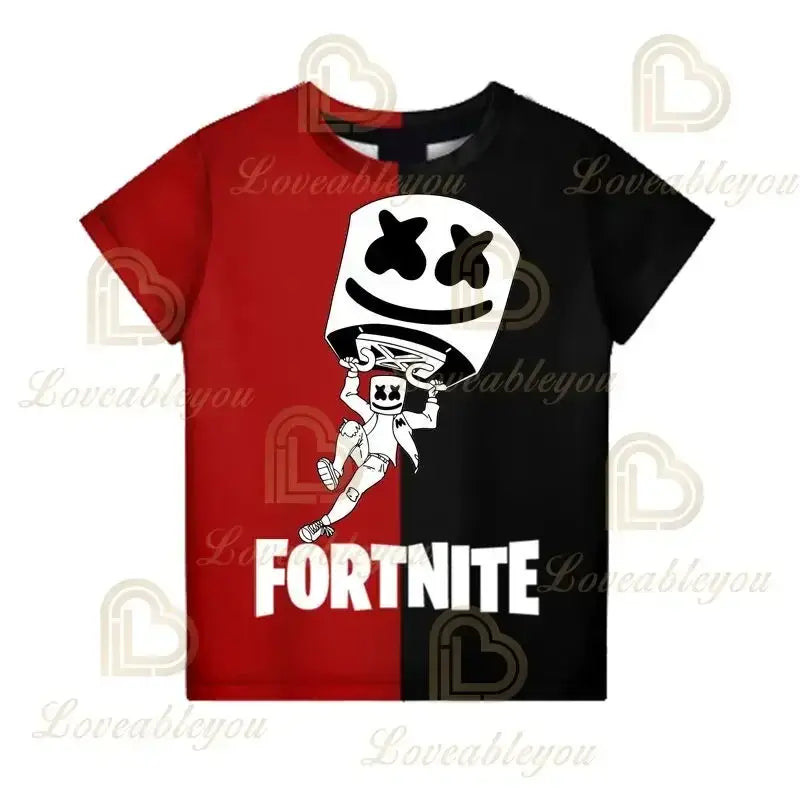 Dječja majica Cartoon Fortnite New Summer s 3D printom, za dječake i djevojčice, streetwear odjeća za odrasle i djecu, zabavna majica kratkih rukava s okruglim izrezom