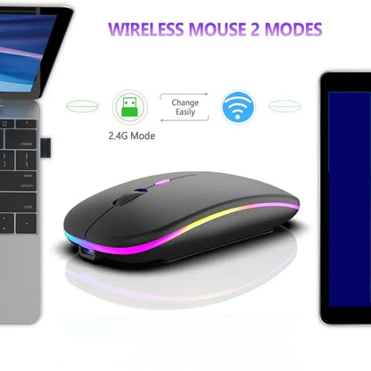 Wireless Mouse Rechargeable Dual Modes Bluetooth-compatible 2.4G USB Computer Mice For Laptop iPad Tablet Notebook Gaming Mouse