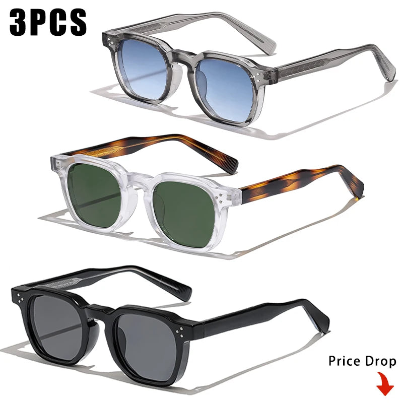 1/2/3 Pairs CATERSIDE Fashion Men Sunglasses Retro Brand Design Polycarbonate Frame Sun Glasses Women Travel Party Eyeglasses