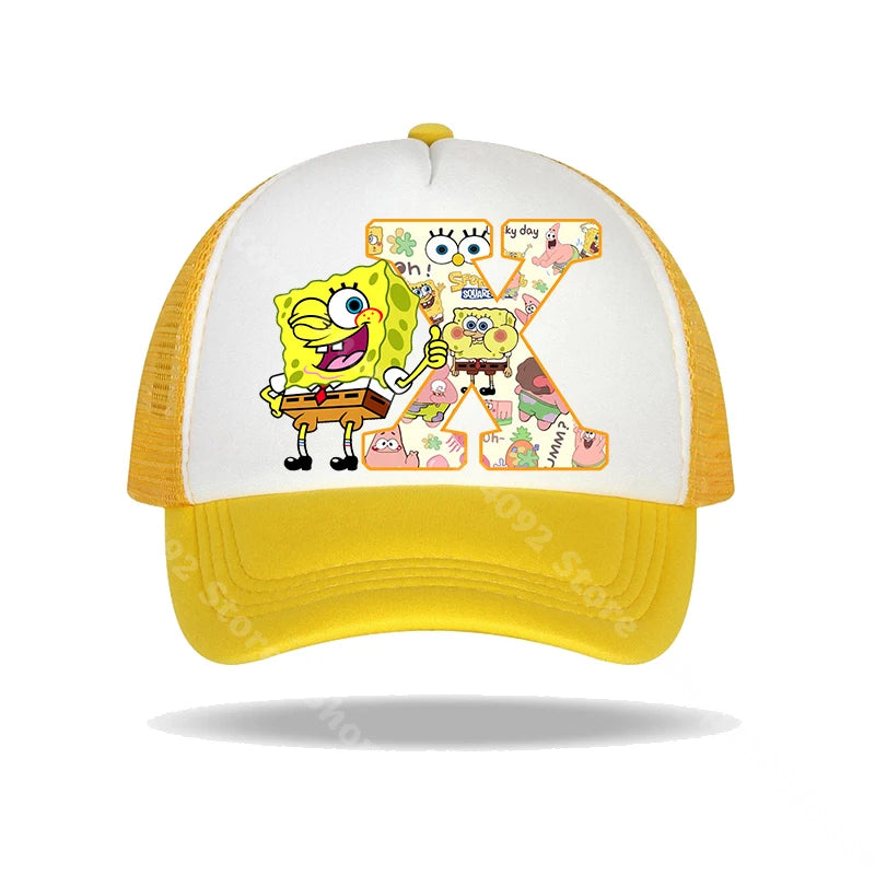 Casquette de baseball Bob l'éponge pour enfants et adultes, imprimé lettres, chapeaux de soleil, anime, dessin animé, casquettes à visière réglable, chapeau décontracté d'été, nouveauté