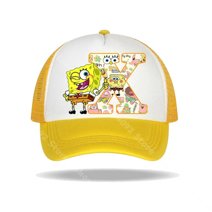 Casquette de baseball Bob l'éponge pour enfants et adultes, imprimé lettres, chapeaux de soleil, anime, dessin animé, casquettes à visière réglable, chapeau décontracté d'été, nouveauté