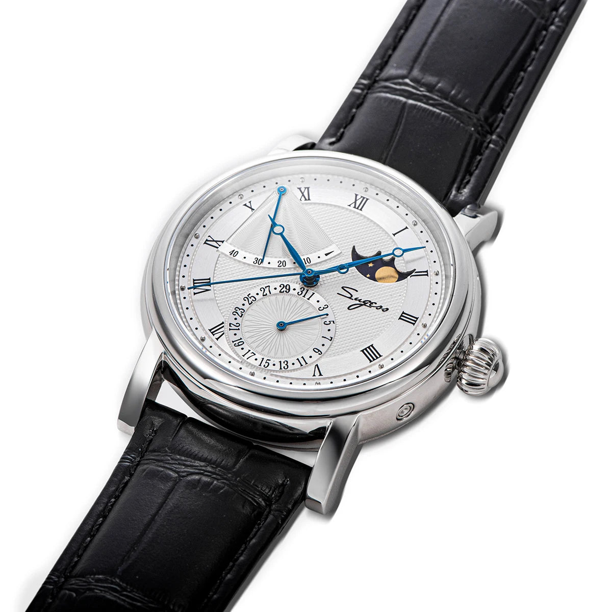 Sugess Moonphase Men's Watch Automatic Mechanical Watches for Tianjin Movement Sapphire Glass Water Resistant Wristwatches New