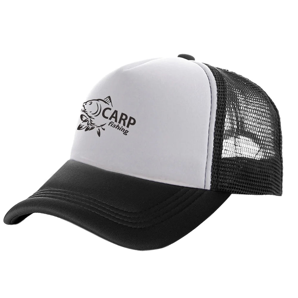Karpfen-Fischer-Trucker-Caps für Herren – Lustige Angel-Motive – Bedruckte Baseball-Kappe – Coole Sommer-Unisex-Mesh-Kappen MZ-169