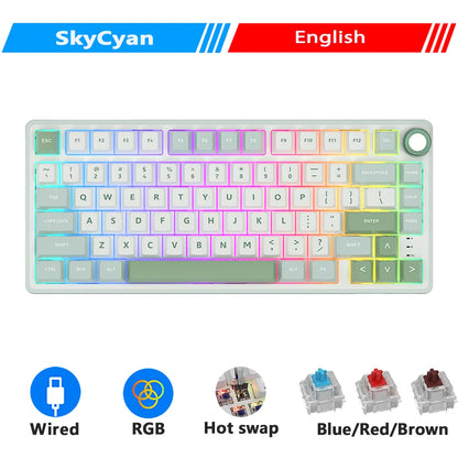 Royal Kludge RK R75 Brazilian Mechanical Keyboard Gasket Wired Gamer Keyboard Hot-swappable 80 Keys RGB Backlit MDA PBT Keycaps