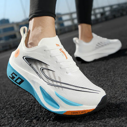 Men’s Sports Shoes with Cushioning, Non-Slip, Flat, Wear-Resistant Sneakers, Mesh Breathable Platform, Soft Running Shoes for Men