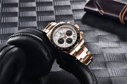 PAGANI DESIGN V2 40MM Relógio masculino de quartzo com mostrador meteorito, safira, cronógrafo retro, impermeável para homem
