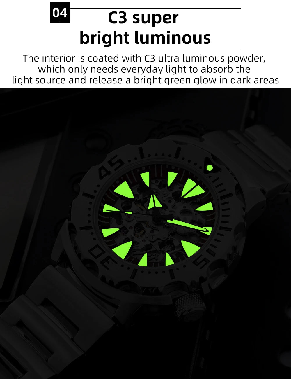 ADDIESDIVE luxury men's skeleton automatic watch sapphire glass BGW9 luminous diver's watch 200m men analog mechanical watches