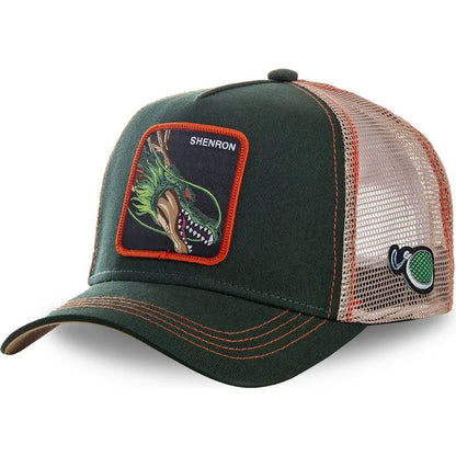 Dragon Ball Son Goku-Kappe, Sommer-Reisekappe mit Schirm, Herren-Kappe mit Stickerei, im Hip-Hop-Stil, Sonnenvisier, verstellbare Trucker-Kappe aus Netzstoff