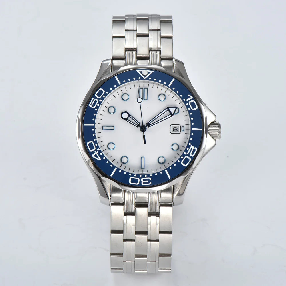 Parnsrpe Nouvelle montre de plongée automatique Miyota 8215 pour homme, sport de luxe, cadran vert, luminescent, verre saphir, date, étanche, bus
