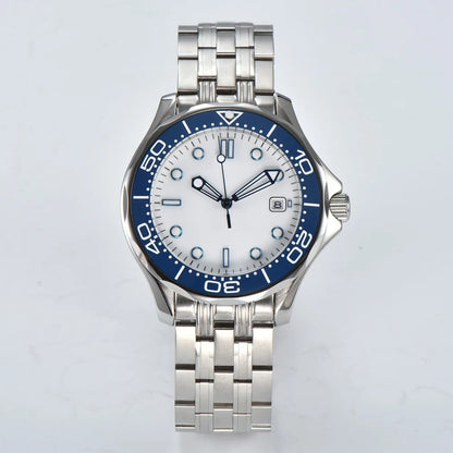 Parnsrpe Nouvelle montre de plongée automatique Miyota 8215 pour homme, sport de luxe, cadran vert, luminescent, verre saphir, date, étanche, bus