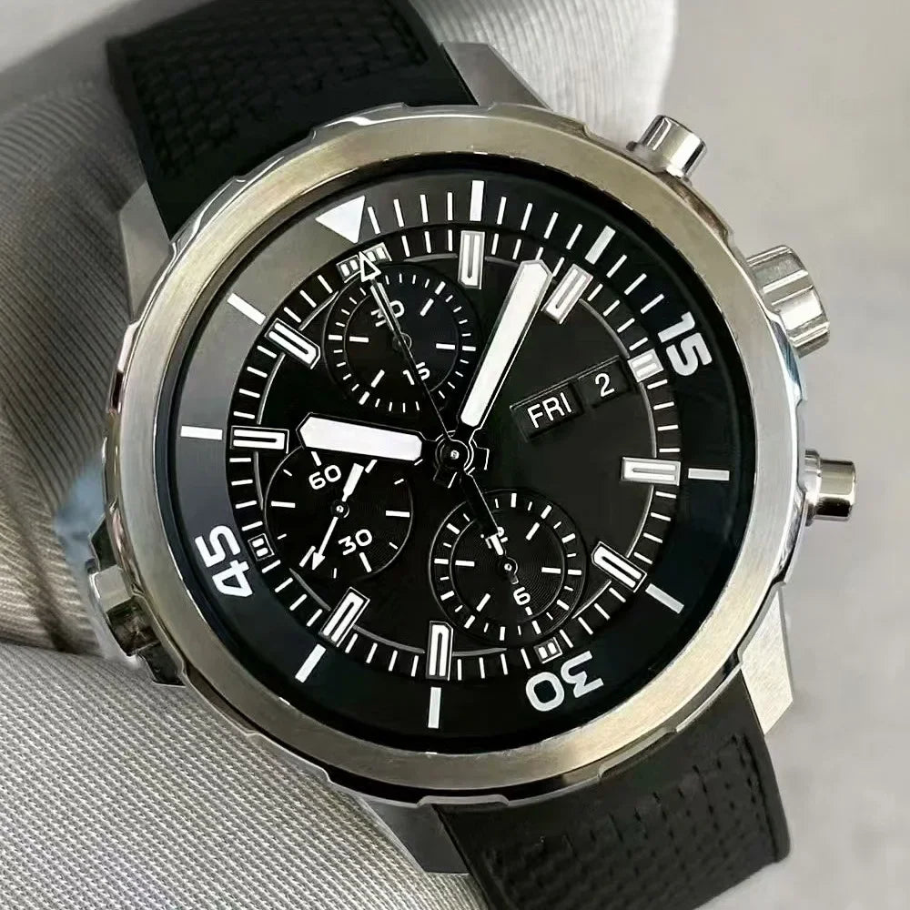A11 Store Customized Watch  Men Chronograph Watch Aquatimer Watches Multifunctional Stainless Steel Black Blue Rubber