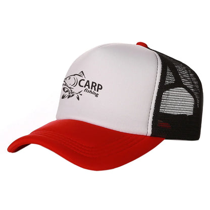Karpfen-Fischer-Trucker-Caps für Herren – Lustige Angel-Motive – Bedruckte Baseball-Kappe – Coole Sommer-Unisex-Mesh-Kappen MZ-169