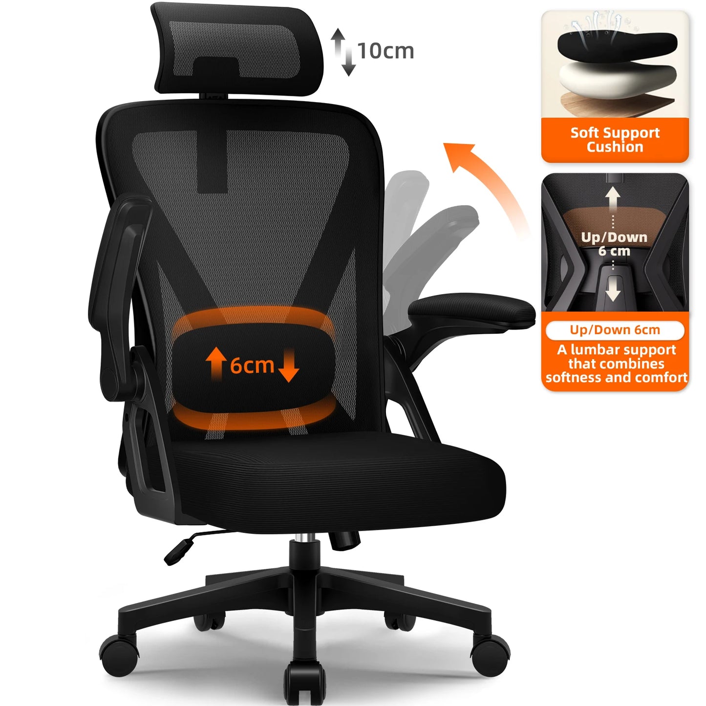 Office Chair Ergonomic Reclining 90°-135°,Desk chair with Lumbar Support,Computer chair Adjustable Headrest,living room chairs