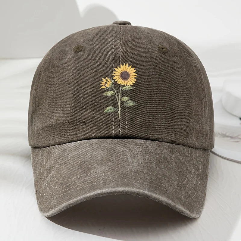 Casquette de baseball « Dad Hat » au motif rétro de tournesols, adaptée aux sports de plein air, à la pêche et au camping, casquette de randonnée