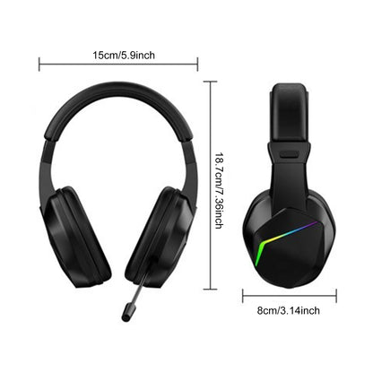 Wireless BT Gaming Headset with LED Lights, Low Latency Gaming Headphones, 40mm Drivers, Over-Ear Gaming Earphones with Omnidirectional Microphone