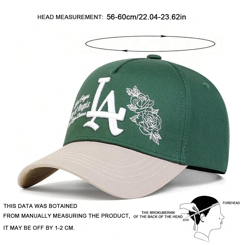 Unisex LA Rose Embroidery Snapback Baseball Caps Spring and Autumn Outdoor Adjustable Casual Hats Sunscreen Hat Sports Cap