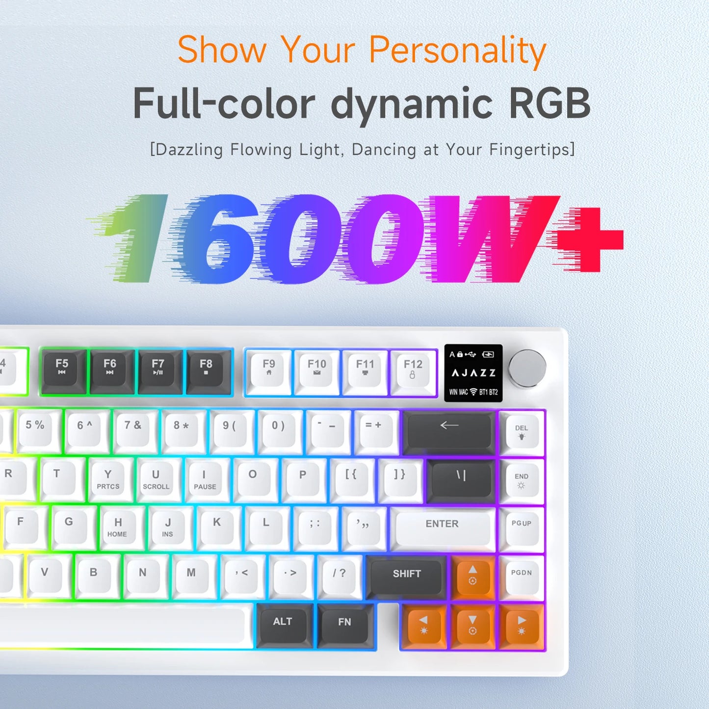 Ajazz AF82 Series 75% Layout Wireless Keyboard with 4000mAh Battery Low Profile Keys Bluetooth Tri-Mode Connectivity  RGB