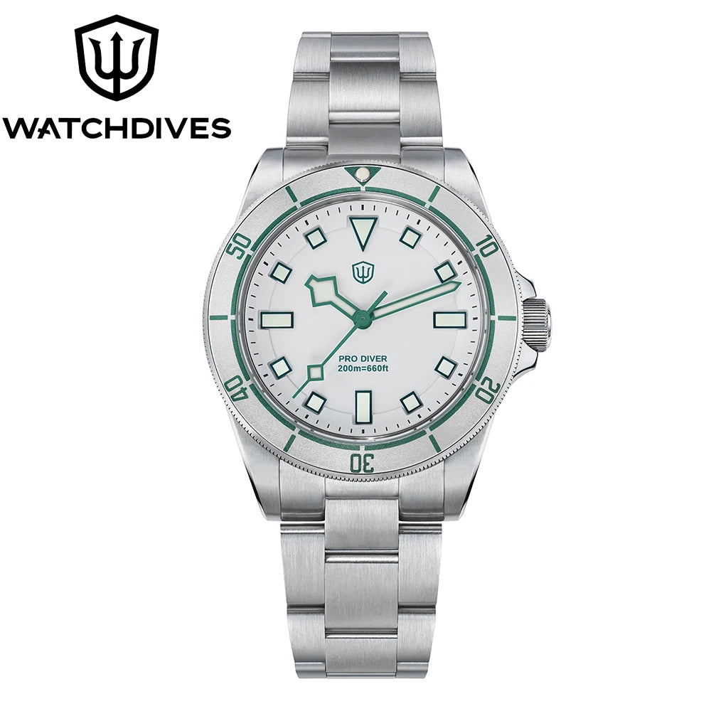 Watchdives WD1969 PRO Men Quartz Watch Sapphire Crystal Luminous Waterproof VH31Sweep Seconds Movement Stainless Steel Watches