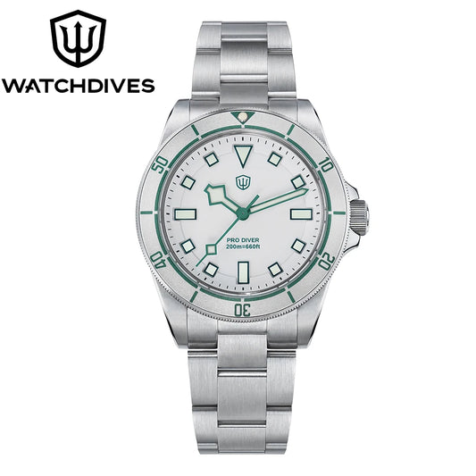 Watchdives WD1969 PRO Men Quartz Watch Sapphire Crystal Luminous Waterproof VH31Sweep Seconds Movement Stainless Steel Watches
