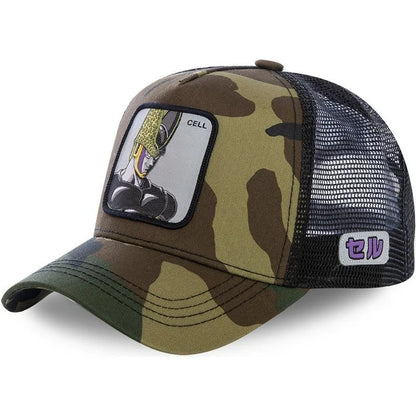 Dragon Ball Son Goku-Kappe, Sommer-Reisekappe mit Schirm, Herren-Kappe mit Stickerei, im Hip-Hop-Stil, Sonnenvisier, verstellbare Trucker-Kappe aus Netzstoff