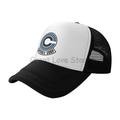 Capsule Corp Mesh-baseballkepsar Unisex Hip-Hop-truckerhatt Anime DBZ Dad Hat Justerbar racingkeps Sommartrucker Snapback-kepsar