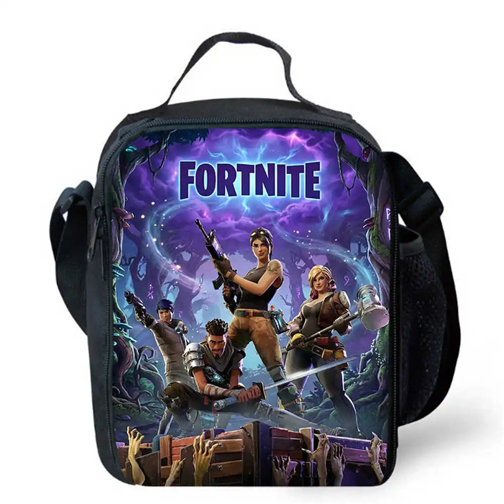Children's Cartoon Fortnite Picnic Bag For Boys and Girls Age 5-10，Kids Insulated Cooler Lunch Bags Cute Portable Lightweight