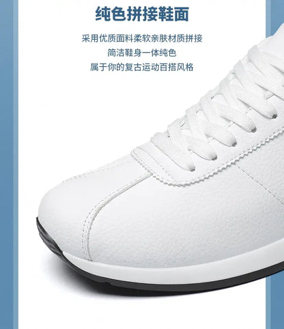Zapatillas deportivas de cuero PU para tiempo libre, running, verano, moda, antideslizantes, montañismo, tenis, tendencia, superventas, para hombre, blancas, planas