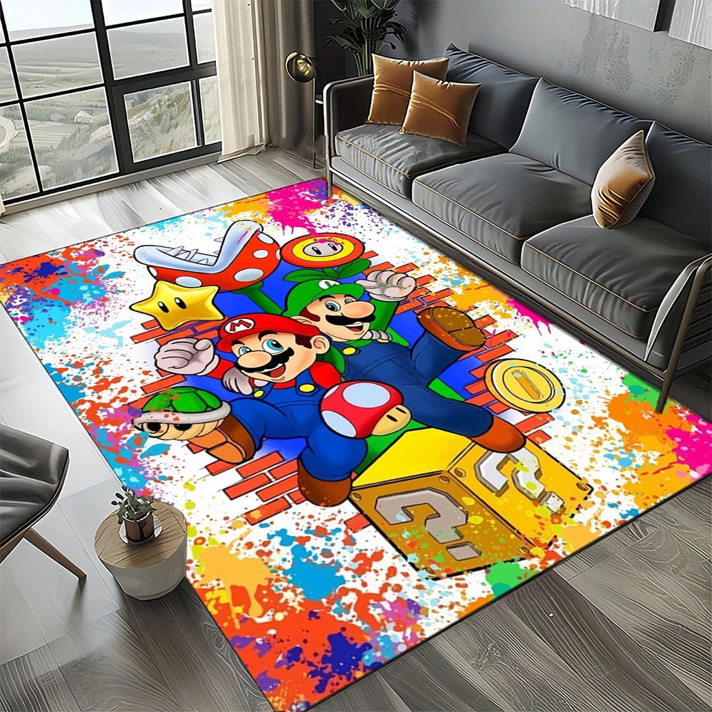 Retro Mario Cartoon  Area Rug,Carpet Rug for Home Living Room Bedroom Sofa Doormat Decor,Kids Play  Floor Mat