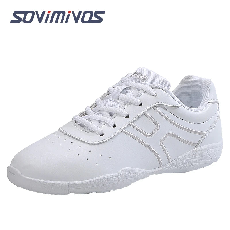 Zapatillas de baile para mujer, zapatillas deportivas planas y ligeras, zapatillas de gimnasia aeróbica de competición, zapatillas deportivas para fitness, zapatillas de baile blancas.