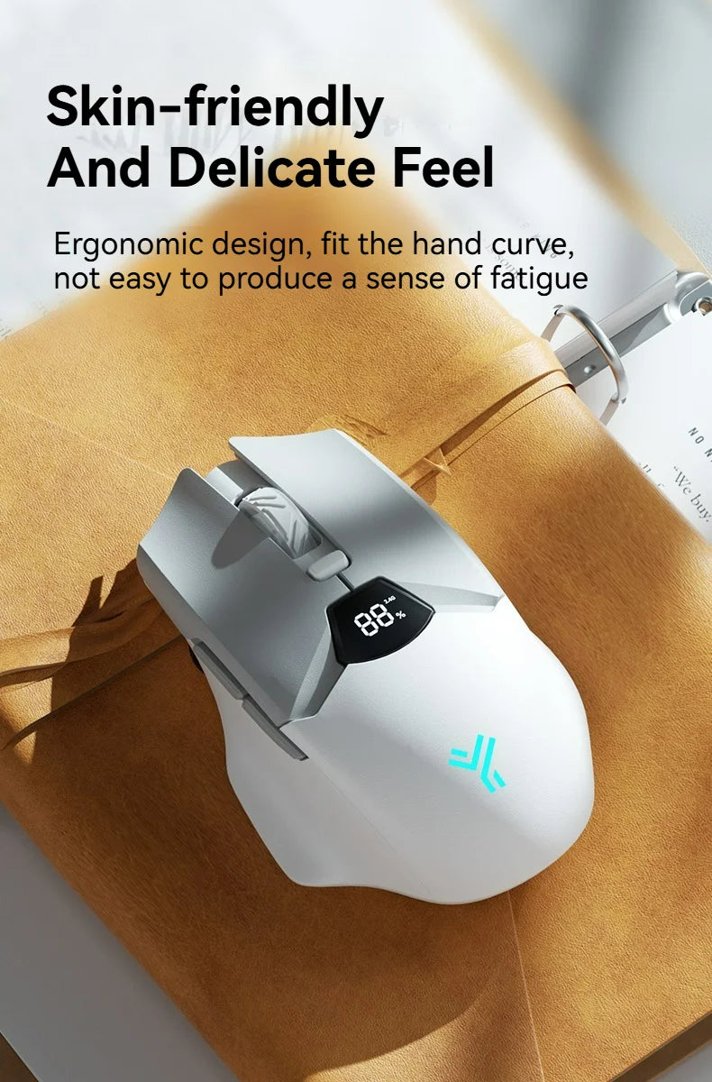 Bezprzewodowa mysz Bluetooth 2.4G z wyświetlaczem, akumulatorem 600mAh o dużej pojemności i cichymi przyciskami do gamingu oraz pracy biurowej