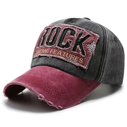 Boné de basebol em algodão com bordado ROCK de alta qualidade para homem e mulher, boné snapback Gorras para desporto ao ar livre e proteção solar