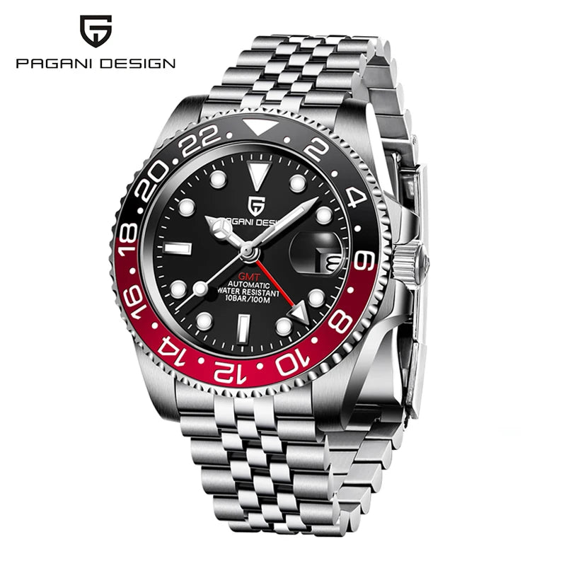 Montre automatique PAGANI DESIGN GMT 1662, montre-bracelet pour homme de 40 mm, étanche jusqu'à 100 m, montres-bracelets mécaniques pour homme Cloc