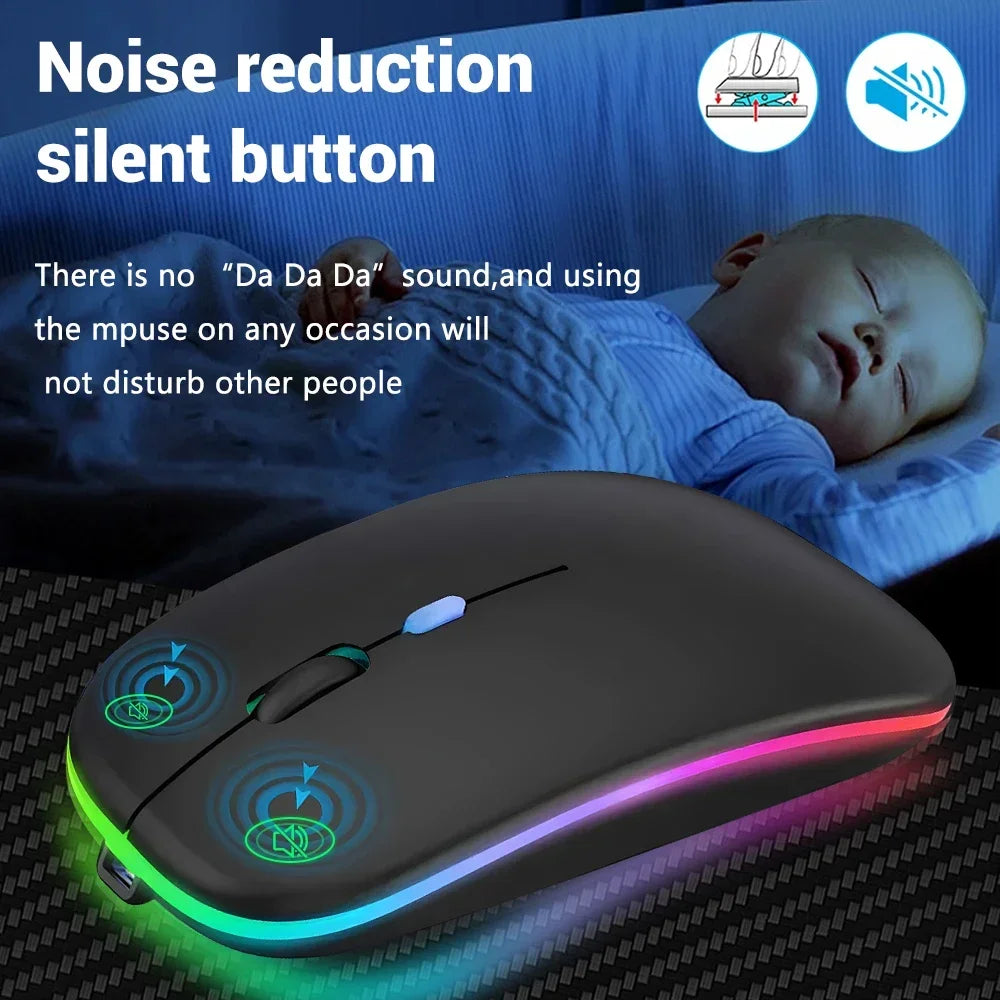 Wireless Mouse Rechargeable Dual Modes Bluetooth-compatible 2.4G USB Computer Mice For Laptop iPad Tablet Notebook Gaming Mouse