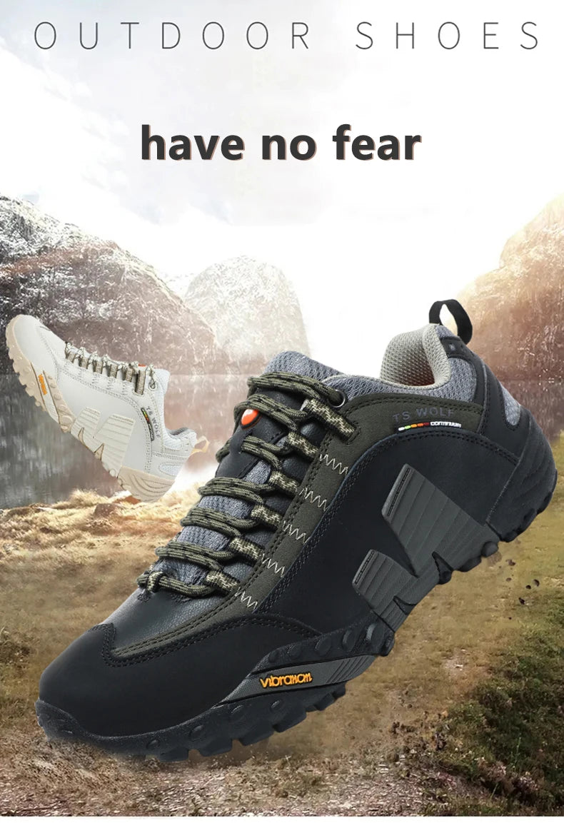 Scarpe da alpinismo da uomo in vera pelle per sport all'aria aperta, antiscivolo, da alpinismo ed escursionismo, scarpe traspiranti da turismo