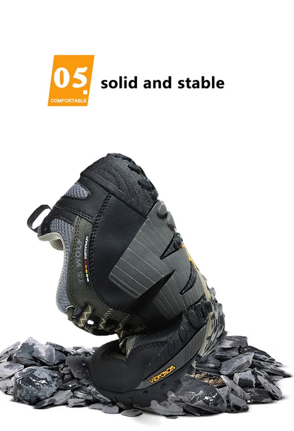 Scarpe da alpinismo da uomo in vera pelle per sport all'aria aperta, antiscivolo, da alpinismo ed escursionismo, scarpe traspiranti da turismo