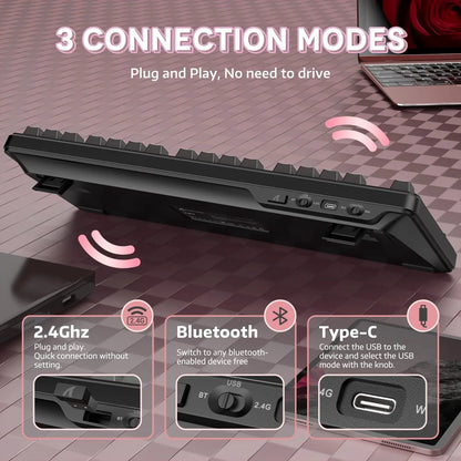 Attack Shark X87 Wireless Mechanical Keyboard, Hot Swappable Gasket Gaming Keyboard RGB Backlit Gaming Keyboard, BT/2.4GHz/USB-C