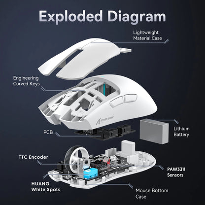 ATTACK SHARK X11 SE Wireless Gaming Mouse 22000 DPI,PixArt PAW3311 Sensor,BT/2.4G/Wired,59g Lightweight,2000W Clicks
