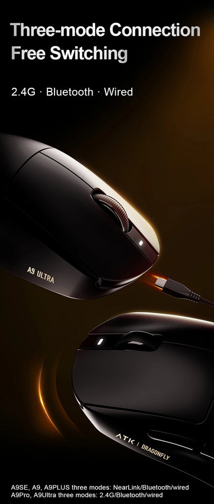 ATK Dragonfly A9 Ultra draadloze gamingmuis PAW3950 ultralicht tri-mode ergonomische e-sports gamermuis voor FPS A9 SE Plus