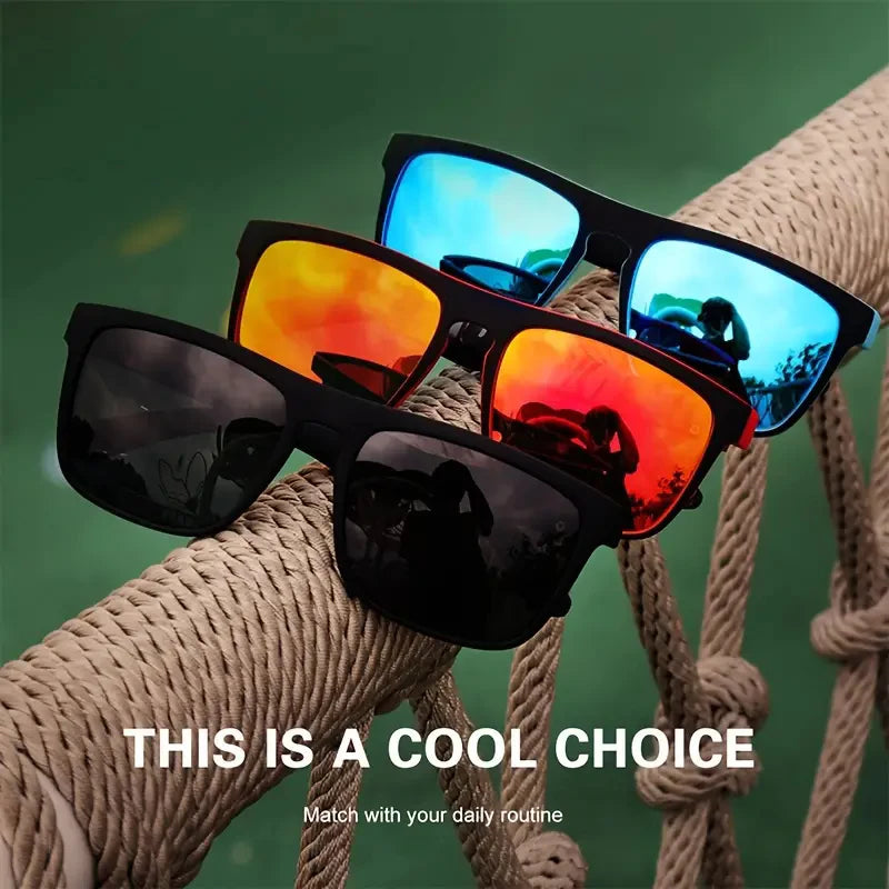 1/3/4PCS Men Classical Square Sports Sunglasses Lightweight PC Frame UV400 for Driving Fishing Cycling Unisex Durability